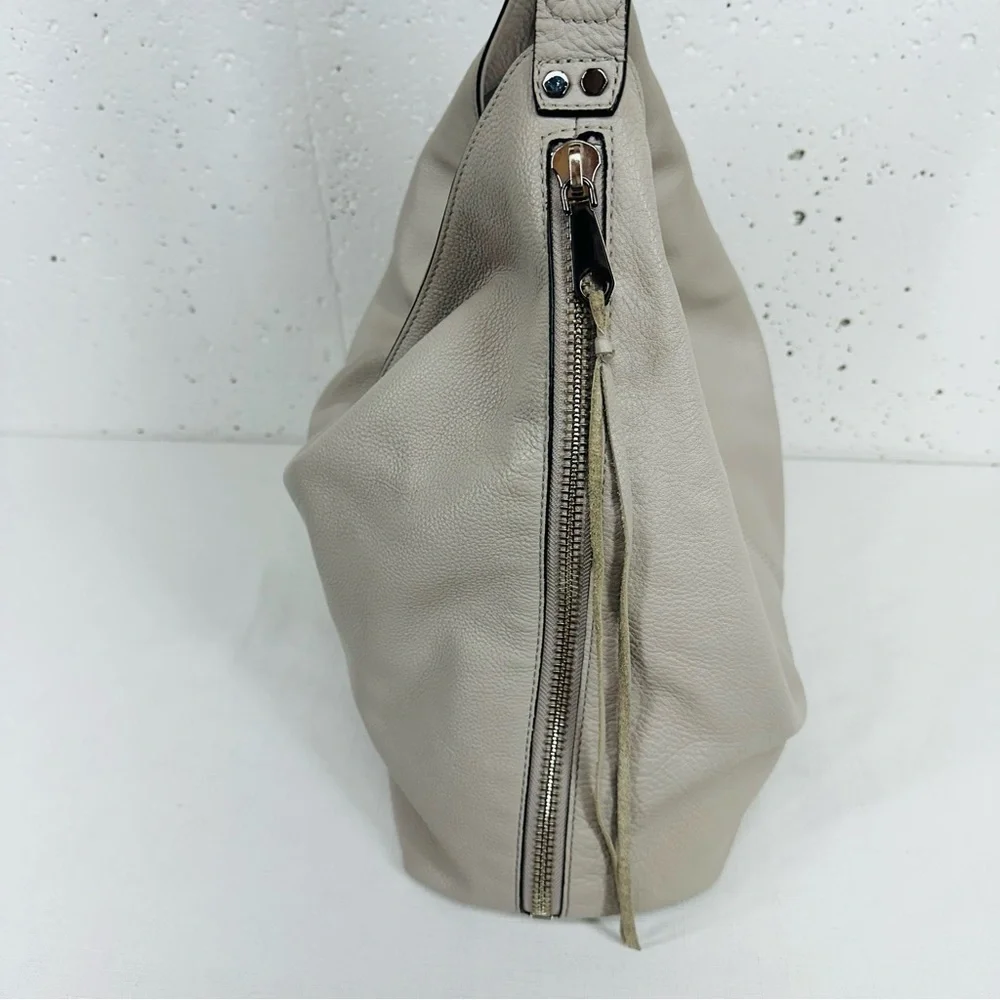 Rebecca Minkoff Large Gray Leather Bryn Double Zip Hobo Ladies Bag Purse